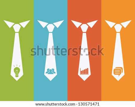 management icons set with neck tie back ground.