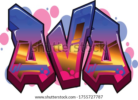 Ava Name Text Graffiti Word Design