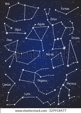 Set of star constellations. Vector space and astronomy illustration.