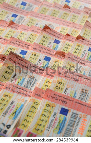 BANGKOK, THAILAND - May 30, 2015: Thai government lottery in the maket stall. The government Thai lottery will controlled price in June 2015.