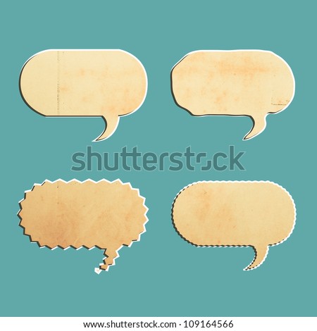 vintage bubble talk tag old paper isolated on blank background