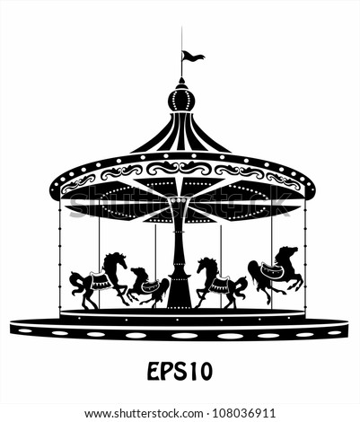 Merry-Go-Round black and white silhouette