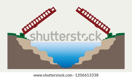 Open bridge with nature landscape vector