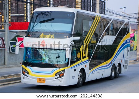 CHIANGMAI, THAILAND- APRIL 20 2014: Chan tour company bus no.18-11 route Bangkok and Chiangmai. Photo at Chiangmai bus station, thailand.