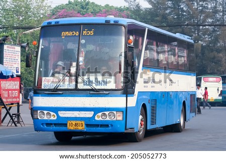 CHIANGMAI, THAILAND- MARCH 29 2007: Phuluang tour company bus no.175-1 route Khonkaen and Chiangmai. Photo at Chiangmai bus station, thailand