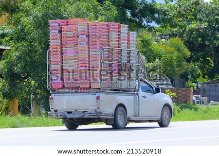 CHIANGMAI, THAILAND - AUGUST 15 2014 : Private mini truck for fruit . Photo at road no 121 about 8 km from downtown Chiangmai, thailand.