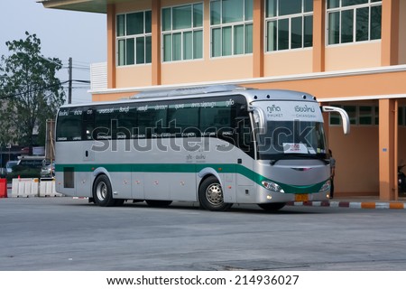 CHIANGMAI, THAILAND -FEBRUARY 1 2012: Sunlong Bus of Green bus Company (12 Meter). Between Chiangmai and Phuket.Photo at Chiangmai bus station, thailand.