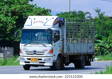 CHIANGMAI, THAILAND-OCTOBER 3 2014: Hino truck of Nong Eim Company. Photo at road no.121 about 8 km from downtown Chiangmai, thailand.
