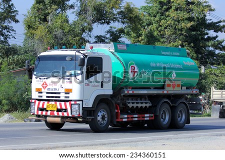 CHIANGMAI, THAILAND - NOVEMBER 27 2014: Oil Truck of PTG Energy Oil transport Company. Photo at road no.121 about 8 km from downtown Chiangmai, thailand.