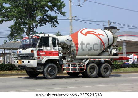 CHIANGMAI, THAILAND - OCTOBER 7 2014: Cement truck of INSEE Concrete company. Photo at road no 121 about 8 km from downtown Chiangmai, thailand.