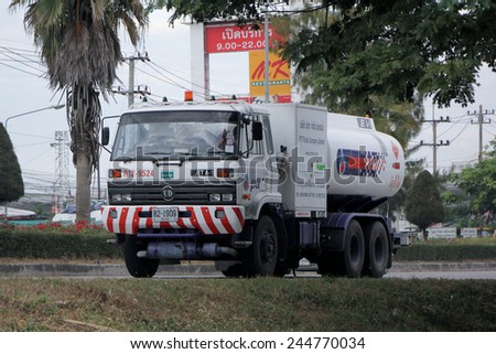 CHIANGMAI, THAILAND - DECEMBER  3 2014: PTT Airplane oil truck. Photo at road no.121 about 8 km from downtown Chiangmai, thailand.