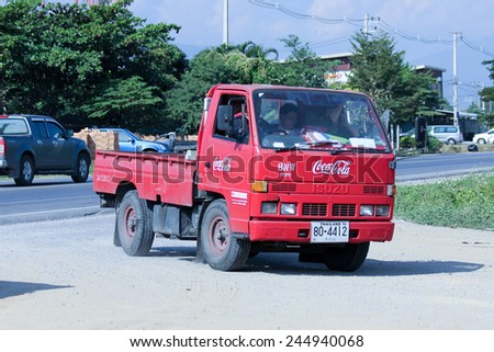 CHIANGMAI, THAILAND - DECEMBER  8 2014:  Coca Cola Truck (Coke). Photo at road no 121 about 8 km from downtown Chiangmai, thailand.
