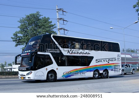 CHIANGMAI , THAILAND - DECEMBER 20 2014:  Travel bus of Khunanan Transport. Photo at road no 1001 about 8 km from downtown Chiangmai, thailand.