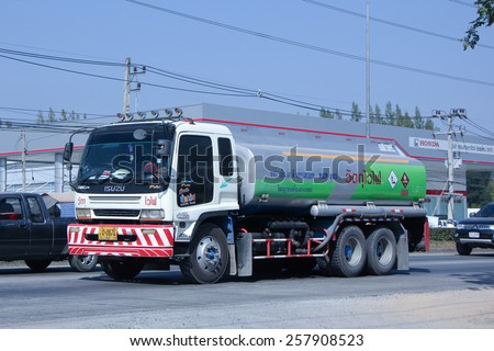 CHIANG MAI, THAILAND - DECEMBER  26 2014:   Oil Truck of NKP Oil transport Company.  Photo at road no.1001 about 8 km from city center, thailand.