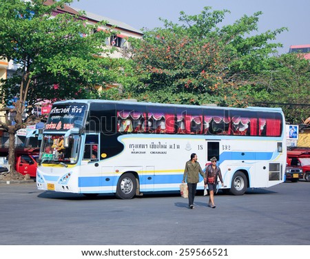 CHIANG MAI, THAILAND - FEBRUARY  28 2015: Srithawong tour company bus no.18-132 route Bangkok and Chiangmai. Photo at Chiangmai bus station, thailand.