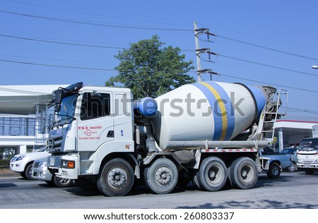 CHIANG MAI, THAILAND - JANUARY  5 2015: Cement truck of PWS Concrete. Photo at road no 1001 about 8 km from downtown Chiangmai, thailand.