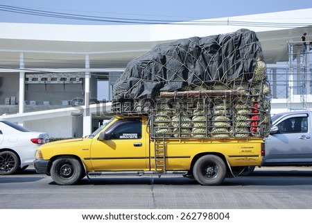 CHIANG MAI, THAILAND - JANUARY 5 2015: Private Pick up truck. Photo at road no 1001 about 8 km from downtown Chiangmai, thailand.