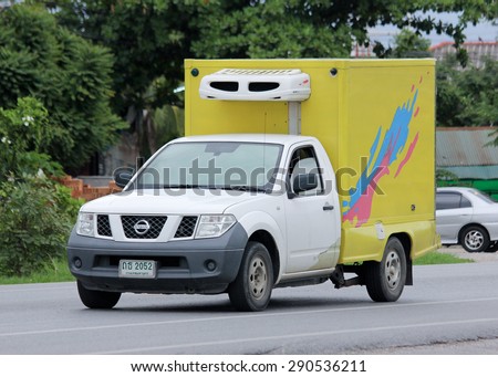 CHIANGMAI, THAILAND -JUNE 25  2015: Private cold container Pickup truck. Photo at road no.1001 about 8 km from downtown Chiangmai, thailand.