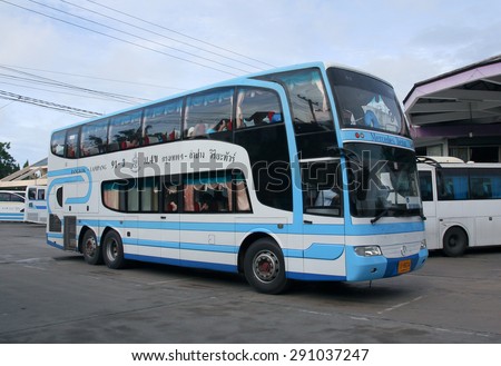 CHIANGMAI, THAILAND -JUNE  12 2010: Viriya tour company bus no.91-3 route Bangkok and Lampang. Photo at Chiangmai bus station, thailand.