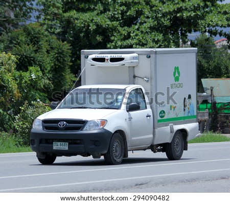 CHIANGMAI, THAILAND -JUNE 30 2015: Refrigerated container mini truck of Betagro Company. Photo at road no 121 about 8 km from downtown Chiangmai, thailand.