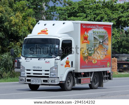 CHIANGMAI, THAILAND -JULY  2 2015:  Truck of Thanakul fresh Egg. Photo at road no 121 about 8 km from downtown Chiangmai, thailand.
