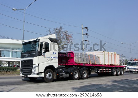 CHIANGMAI , THAILAND- FEBRUARY  5 2015:  Trailer Truck of SCG logistics. Photo at road no 121 about 8 km from downtown Chiangmai, thailand.