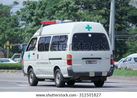 CHIANGMAI, THAILAND -AUGUST 10 2015:  Ambulance Van of Police of Border Patrol Police. Photo at road no.121 about 8 km from downtown Chiangmai, thailand.
