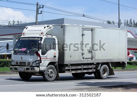 CHIANGMAI, THAILAND -AUGUST 10 2015:  Truck of RPM Farm and Feed for Egg Transport. Photo at road no 1001 about 8 km from downtown Chiangmai, thailand.