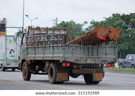 CHIANGMAI, THAILAND -AUGUST 13 2015:  Truck of Thailand Forest Industry Organization. Photo at road no 121 about 8 km from downtown Chiangmai, thailand.