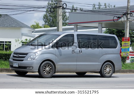 CHIANGMAI, THAILAND -AUGUST 14 2015:  Private van. Hyundai H-1 Van from Korea. Photo at road no.1001 about 8 km from downtown Chiangmai, thailand.