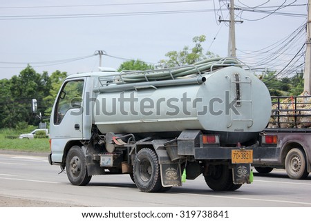 CHIANGMAI, THAILAND -AUGUST 20 2015:  Private of Sewage truck. Photo at road no.121 about 8 km from downtown Chiangmai, thailand.