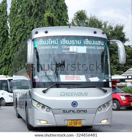 CHIANGMAI, THAILAND -SEPTEMBER 26 2015: Sunlong  bus of Green bus Company. Route between Chiangmai and Golden-triangle ( Chiangrai ). Photo at Chiangmai bus station, thailand.