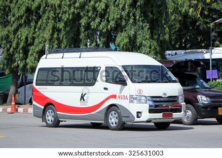 CHIANGMAI, THAILAND -SEPTEMBER 26 2015: Van of AVIA or Kijrung Jaroen Group. For Private Group to Travel.  Photo at Chiangmai bus station, thailand.