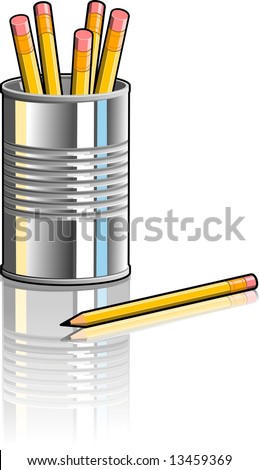 Illustration Of A Tin Can Being Used As A Pencil Holder. - 13459369 ...