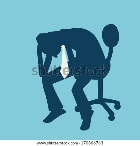 Upset businessman sitting on the chair in stressful emotion. Business concept in failure, sad, , bankruptcy or negative expression.