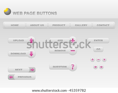 Web Navigation Button Template. Vector Illustration.