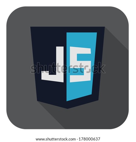 vector illustration of dark blue shield with javascript line on the screen