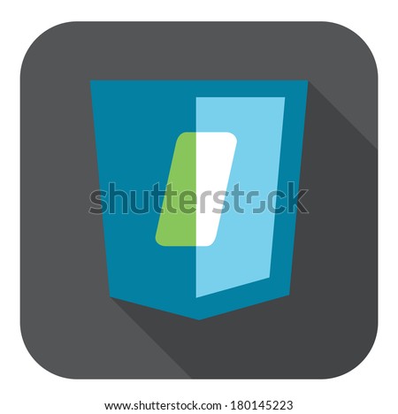 vector icon of blue javascript mobile framework shield, isolated simple flat illustration on white background