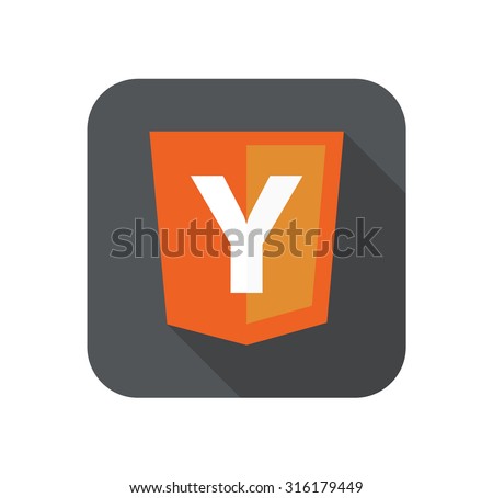 vector illustration of web development shield sign Y php framework yii. isolated icon on white background