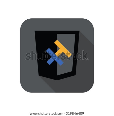 vector web development shield sign - H letter for programming language. isolated icon on white