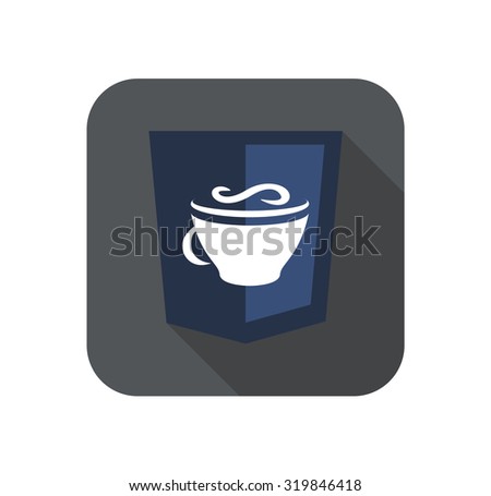 Web development shield sign - javascript coffee script. isolated icon on white