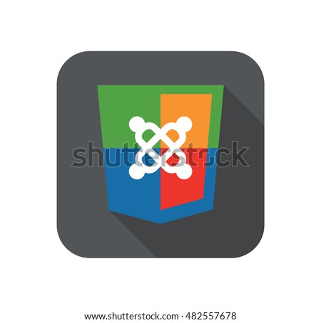 vector illustration of web development shield sign symbol content system. isolated badge