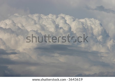 A massive cluster of cumulus clouds.