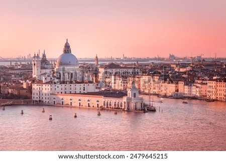 Similar – Image, Stock Photo Venetian tower at sunset under a blue sky