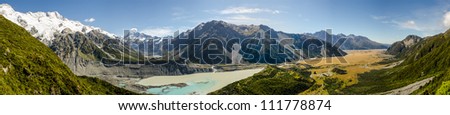 Hooker Valley and Mount Cook Panorama, Mount Cook National Park, New Zealand