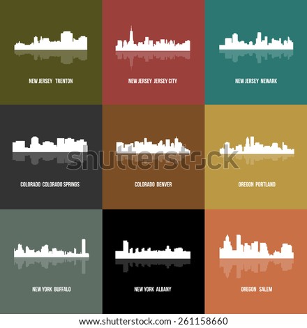 Trenton, Jersey City, Newark, Portland, Salem, Albany, Buffalo, Colorado Springs, Denver (Set of 9 CIty) 