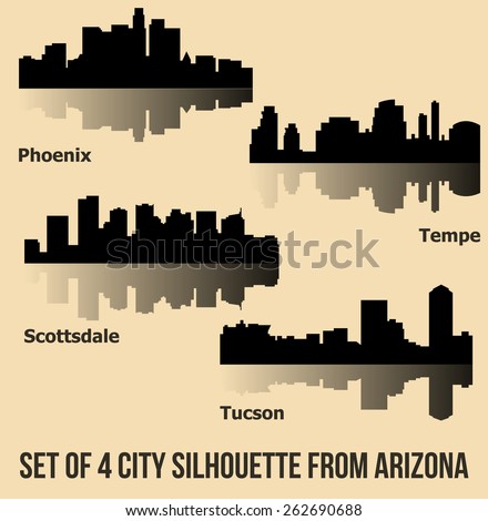 Set of 4 City from Arizona (Phoenix, Scottsdale, Tempe, Tucson)