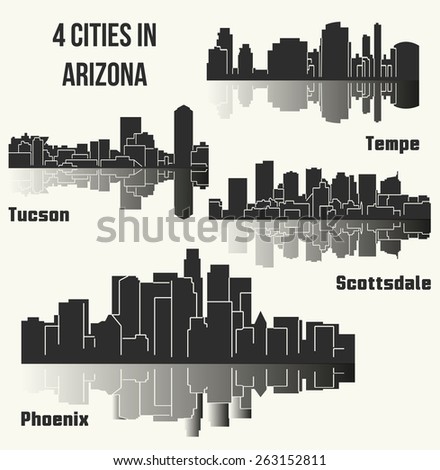 Set of 4 City from Arizona (Phoenix, Scottsdale, Tempe, Tucson)