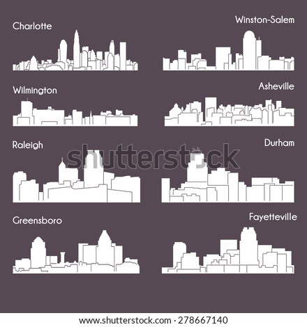 8 city in North Carolina ( Charlotte, Raleigh, Asheville, Wilmington, Greensboro, Winston-Salem, Durham, Fayetteville )