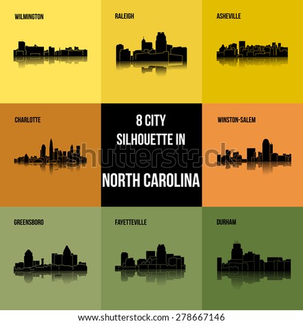 8 city in North Carolina ( Charlotte, Raleigh, Asheville, Wilmington, Greensboro, Winston-Salem, Durham, Fayetteville )